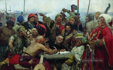  repin - die Antwort der zaporoschischen Kosaken auf Sultan Mahmoud iv 1896 Ilja Repin